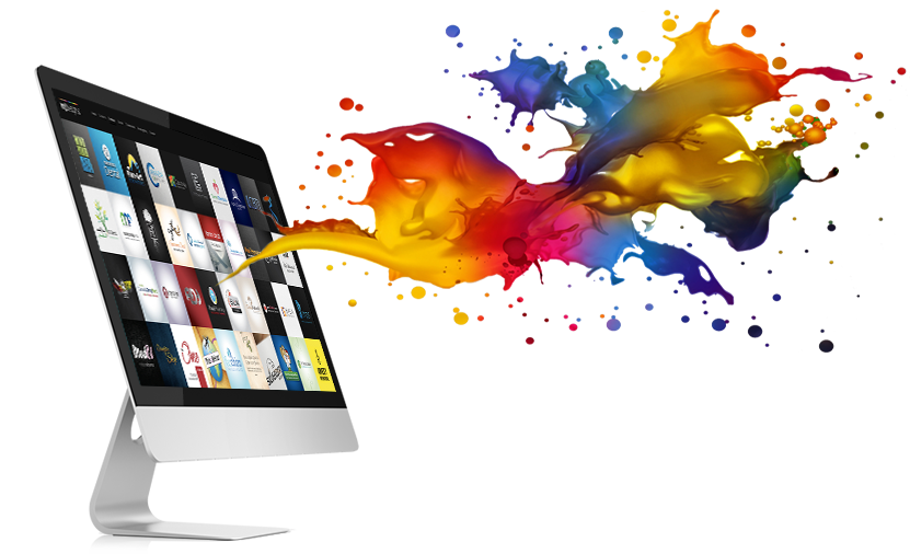 Computer Monitor with Paint Splash Free Clipart