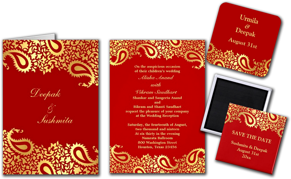 Red Gold Wedding Invitation Clipart