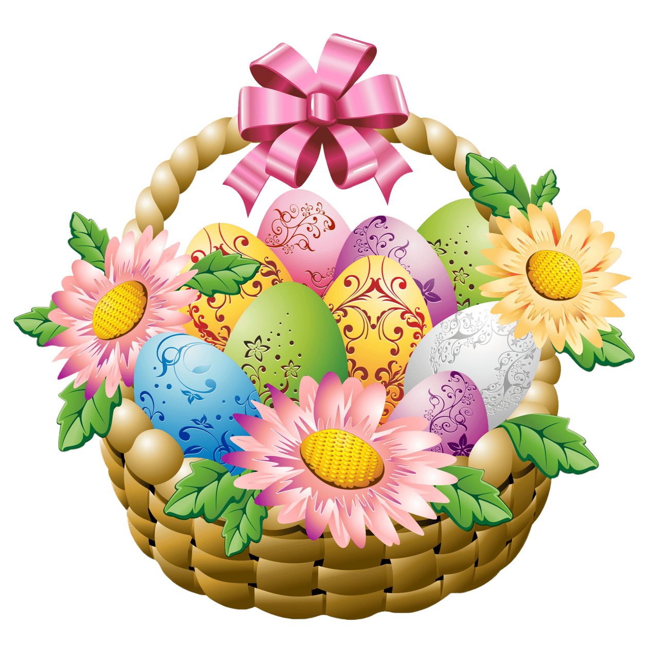 Easter Basket With Eggs Clipart