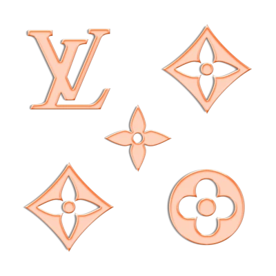 Peach LV Monogram Shapes Transparent Background