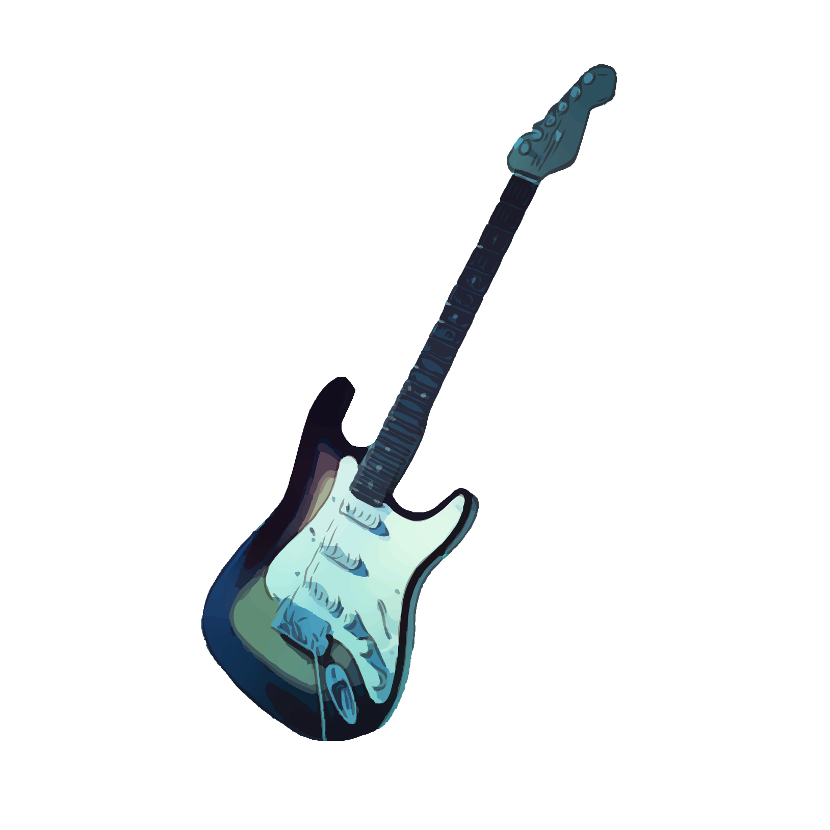 Stylized Electric Guitar Clipart