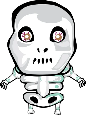 Cute Cartoon Skeleton Character PNG Image