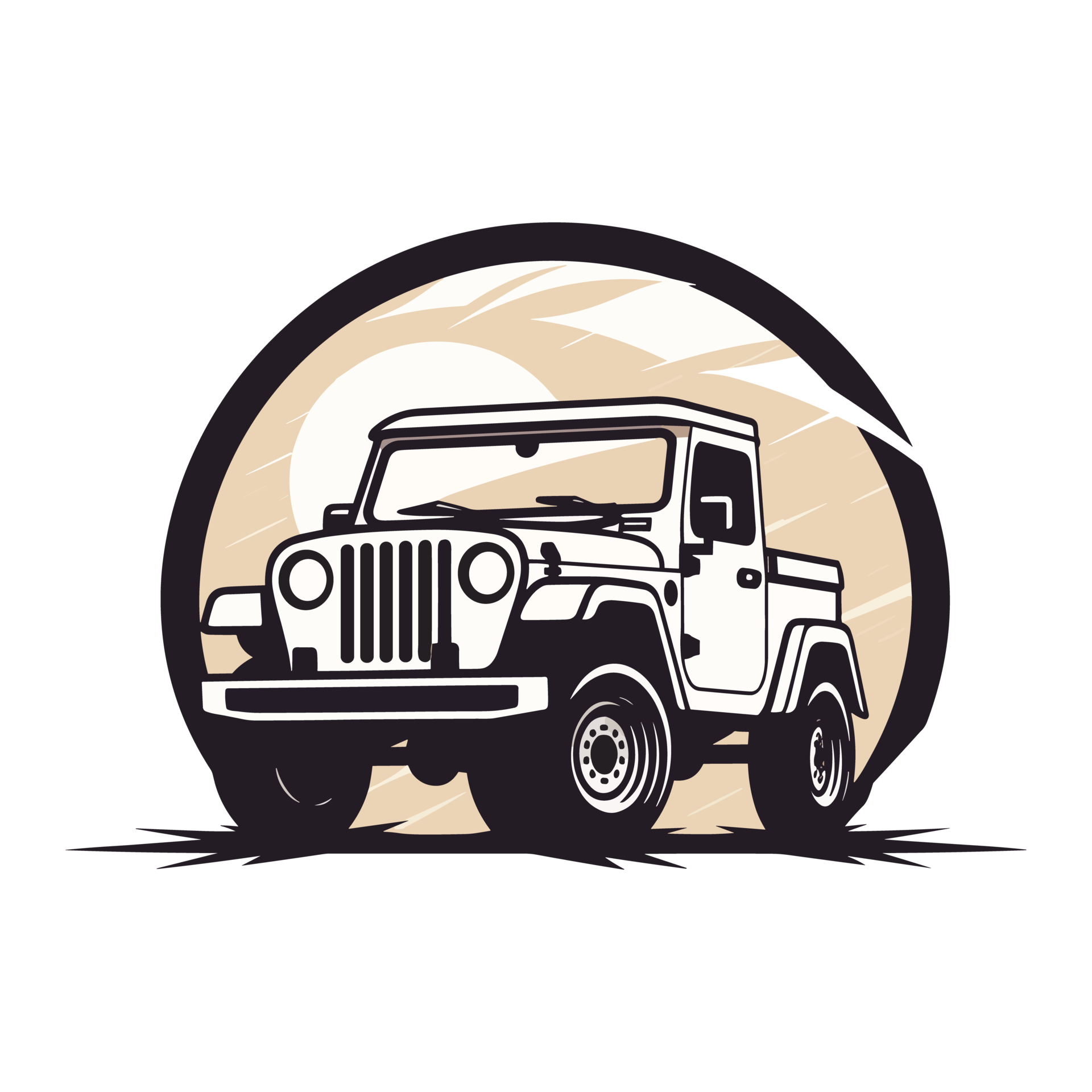 Jeep Vintage Badge Logo Black and White Clipart