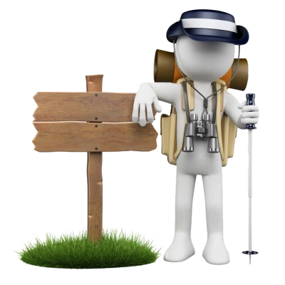 3D Hiker with Signpost Free PNG