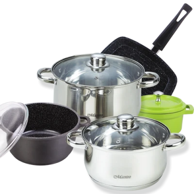 Stainless Steel Cookware Set PNG Image