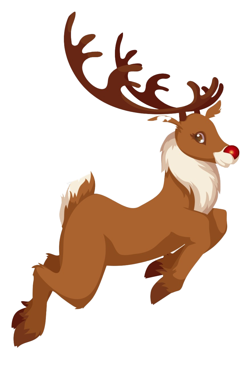 Cute Jumping Christmas Reindeer Cartoon Clipart