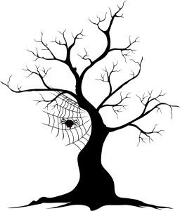 Spooky Halloween Tree with Spider Web Free PNG