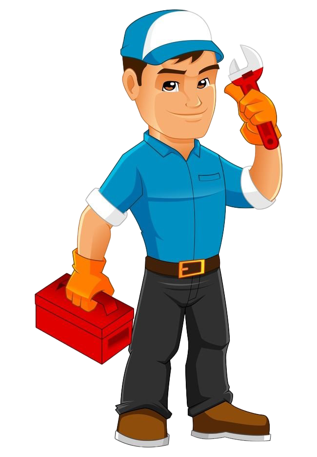 Friendly Cartoon Mechanic with Toolbox Clipart