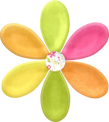 Colorful Stylized Flower with Button Free PNG