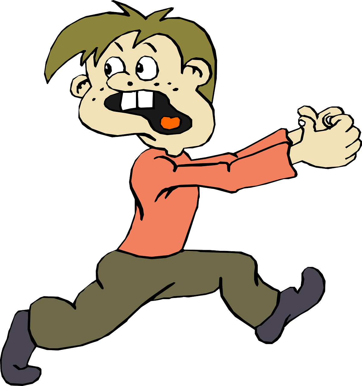 Funny Cartoon Scared Boy Running Away Free Clipart