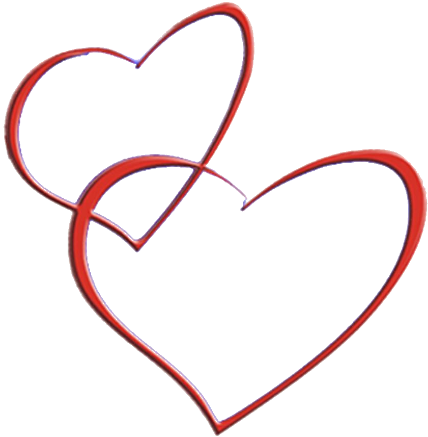 Two Interconnected Red Heart Outlines Free PNG