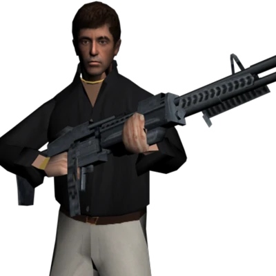 Scarface Tony Montana Game Character with Rifle Free PNG