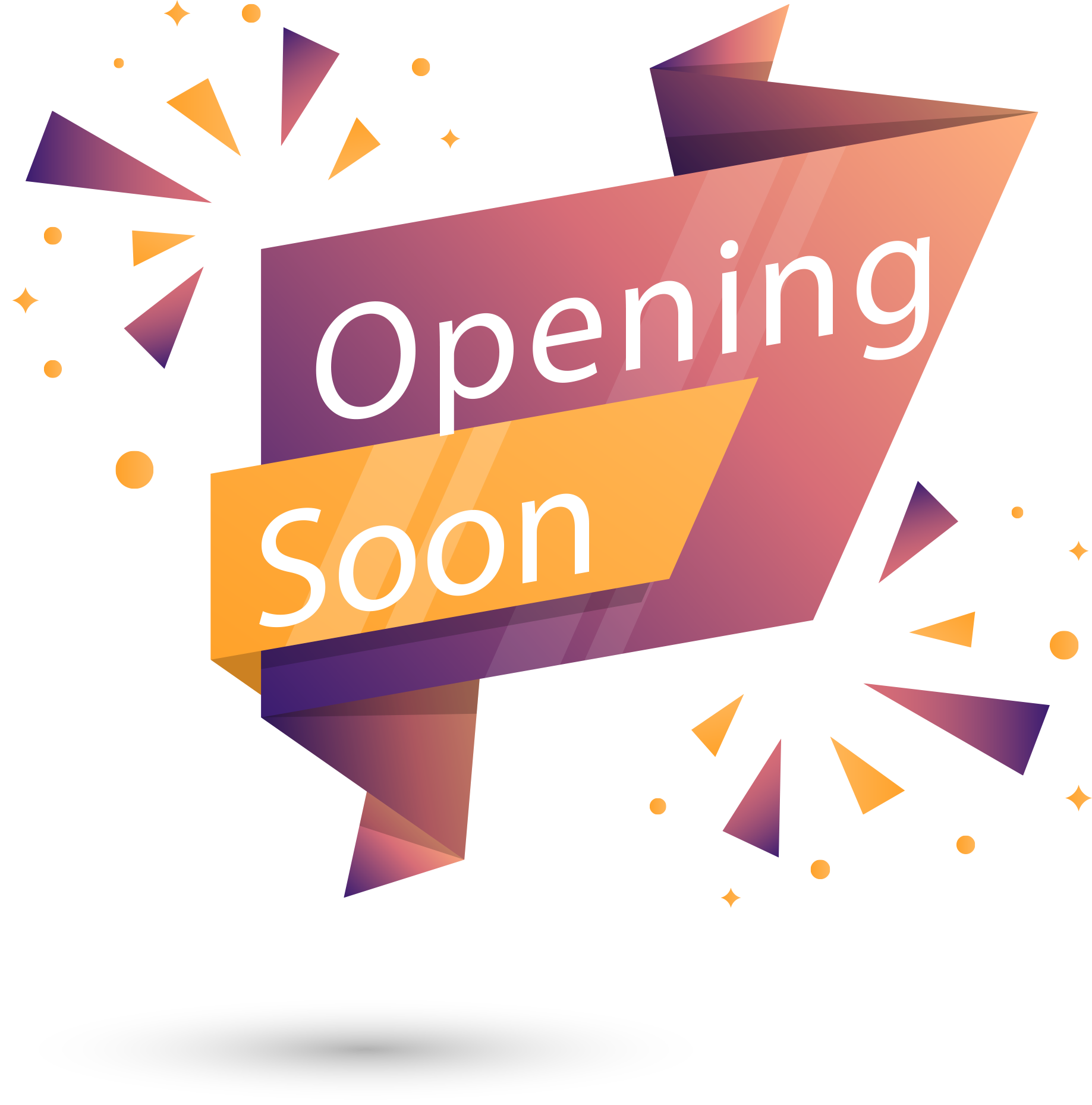 Opening Soon Geometric Ribbon Banner Free Clipart