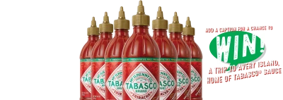 Six Tabasco Sriracha Sauce Bottles PNG Image