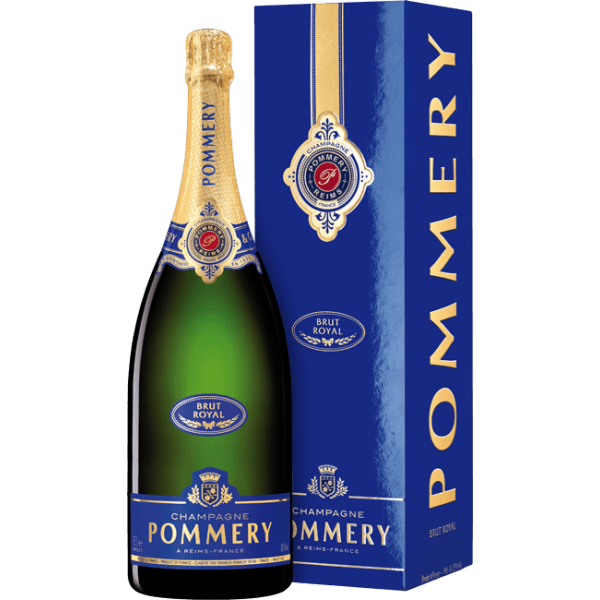 Pommery Brut Royal Champagne with Blue Box Clipart