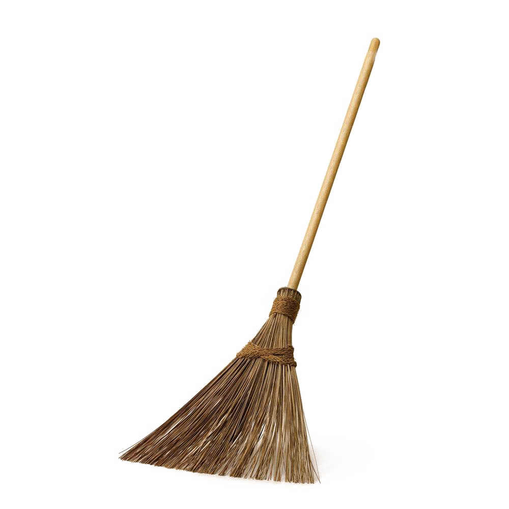 Traditional Straw Broom for Cleaning Clipart