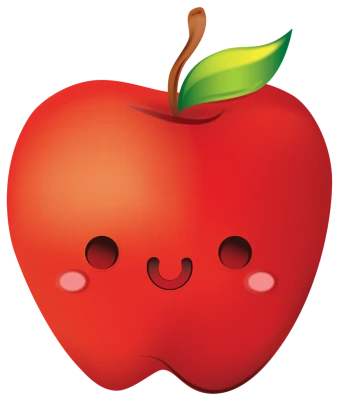 Cute Red Apple Kawaii Face PNG Image