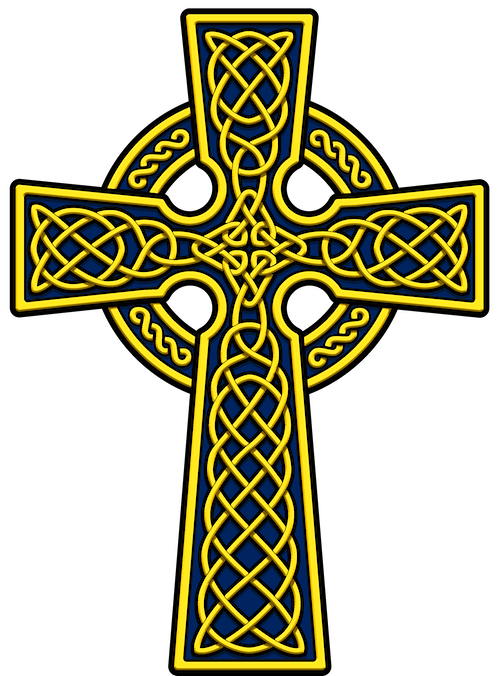 Celtic Cross Blue and Gold Clipart