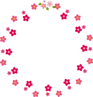 Pink Flower Wreath Circle Frame PNG Image