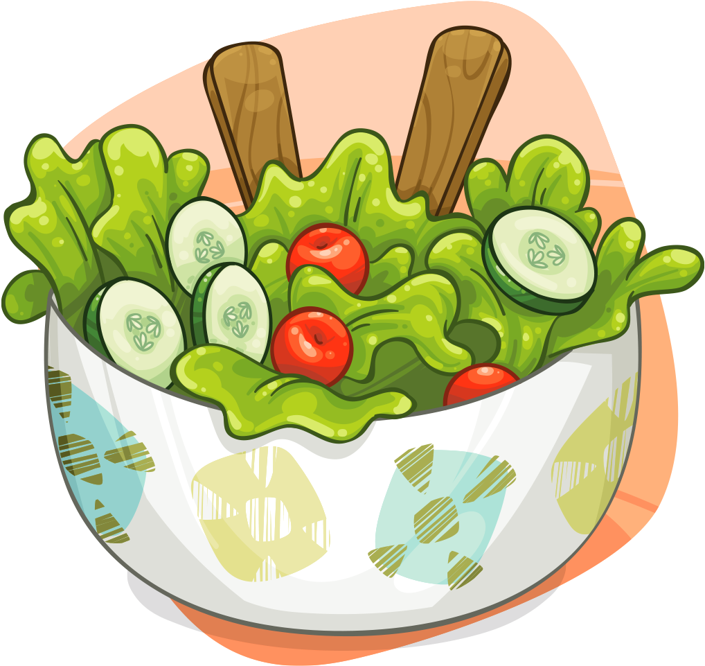 Healthy Salad Bowl Cartoon Clipart