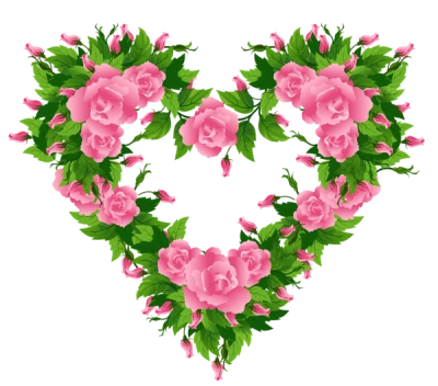 Pink Roses Heart Shaped Wreath Free PNG