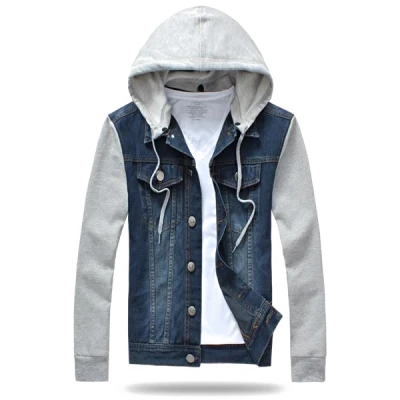 Denim Jacket with Grey Hoodie Free PNG