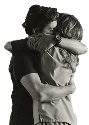 Couple Hugging B&W Photo Free PNG