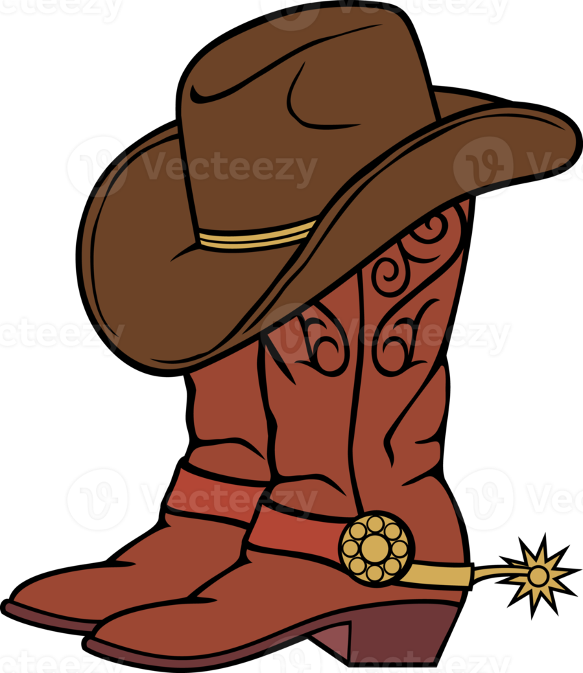 Cowboy Hat and Boots Illustration Free PNG