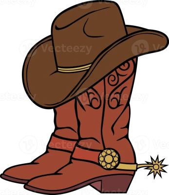Cowboy Hat and Boots Illustration Free PNG