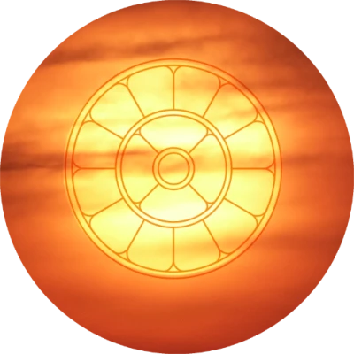Spiritual Dharma Chakra on Sun Background Free PNG