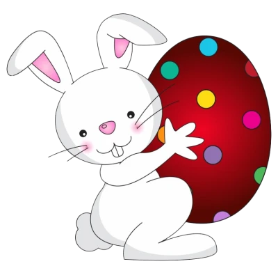 Cute Easter Bunny with Red Egg Transparent Background