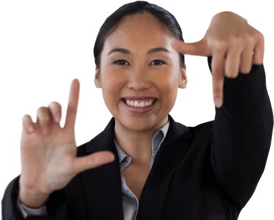 Businesswoman Framing Hands Transparent Background