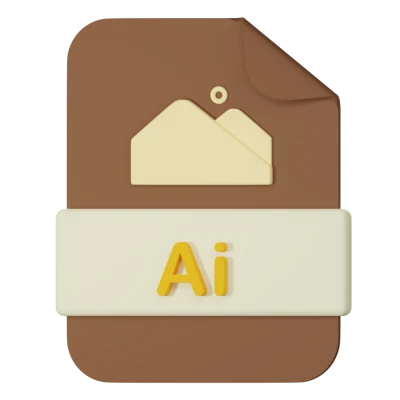 AI File Icon 3D PNG Image