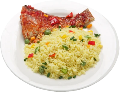 Fish and Rice Plate PNG Image