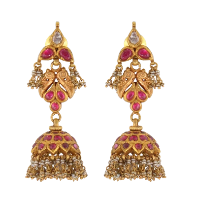 Gold Jhumka Earrings Free PNG