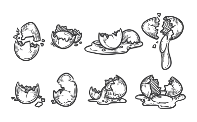 Broken Eggs Sketch Transparent Background
