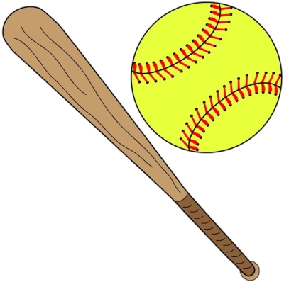 Softball and Bat Transparent Background