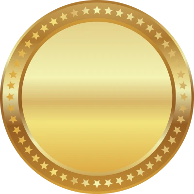 Blank Gold Coin Medal with Stars Clipart