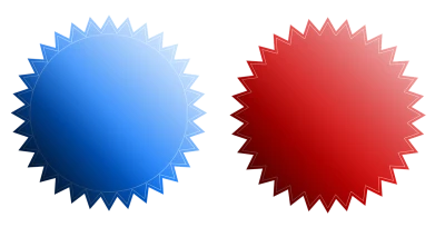 Blue and Red Blank Starburst Seals Clipart