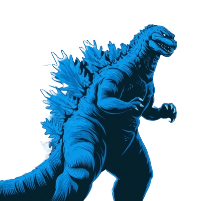 Blue Godzilla Dinosaur Illustration Free PNG
