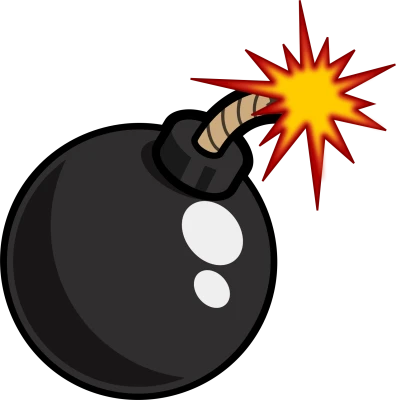 Cartoon Black Bomb with Lit Fuse PNG Image