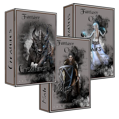 Fantasy Character Art Asset Boxes Free PNG