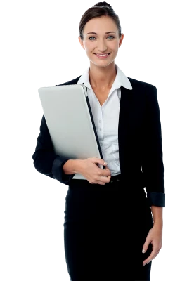 Businesswoman Holding Laptop Clipart