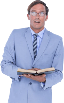 Stressed Businessman Holding Book PNG Image