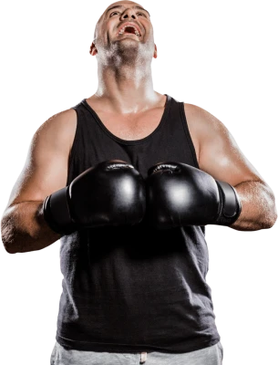 Boxer in Gloves Shouting Clipart