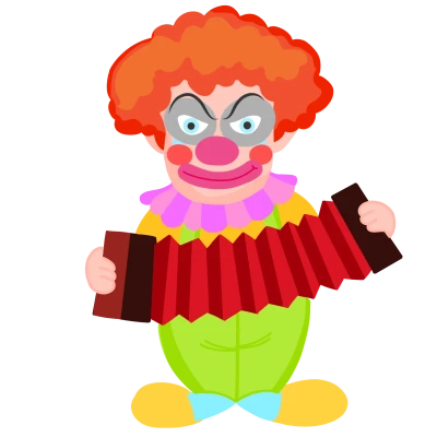 Angry Clown Playing Accordion PNG Image