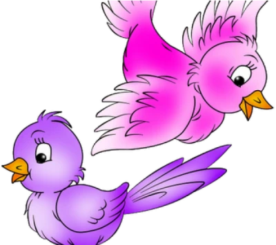 Two Cartoon Birds Flying Clipart