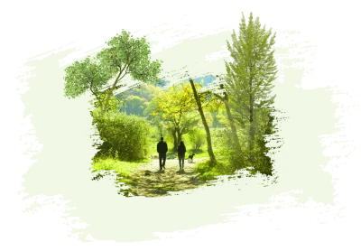 Couple Walking Dog Brush Frame Free PNG
