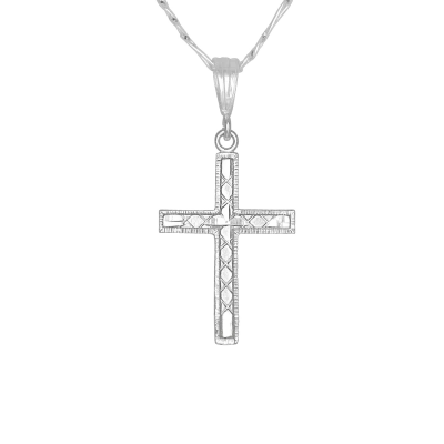 Silver Cross Necklace Pendant Free PNG