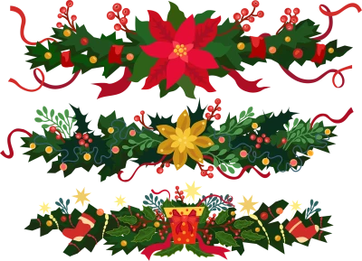 Christmas Holly Garland Borders Transparent Background